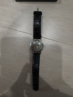 Breitling Black Leather Strap Watch Vintage